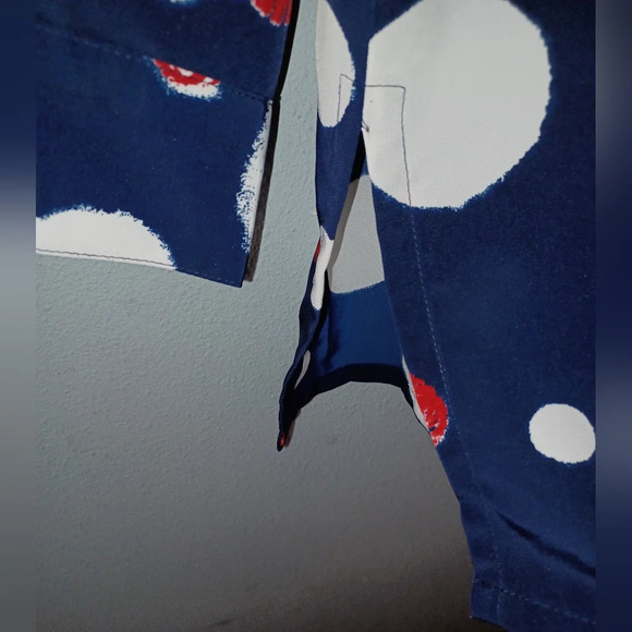 A Vintage Liz Baker Navy Blue Red White Blouse - Picture 9 of 11